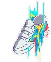 a drawing of a pair of shoes with paint dripping off them