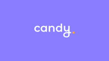 a purple background with the word candy in white letters