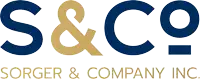 s & co sorger & company inc. logo in blue and gold