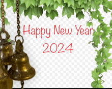 a happy new year 2024 greeting card with bells