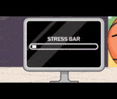 a computer monitor has a stress bar loading on it