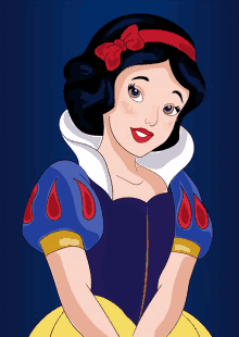 a cartoon illustration of snow white with a red bow in her hair