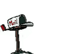 a cartoon drawing of a mailbox with a bird flying out of it .