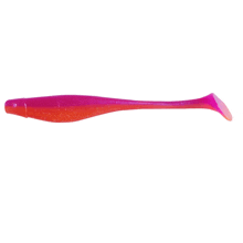 a pink and orange fishing lure with a long tail