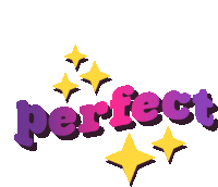 the word perfect is on a white background with yellow stars