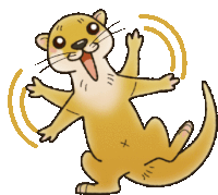 a cartoon drawing of an otter with a x on its belly