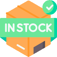 an icon of a box that says " in stock "