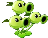 a cartoon drawing of three green plants with their mouths open