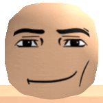 a close up of a roblox character 's face with a smile on it .