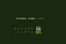 a green screen with the words access code krdt