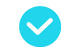 a white check mark in a blue circle on a white background