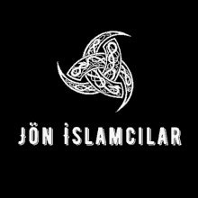 a black and white logo for jon islamcilar with a celtic symbol