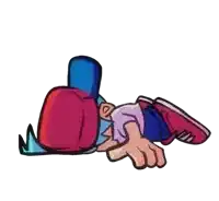 a cartoon character is laying on the ground with his head in his hands