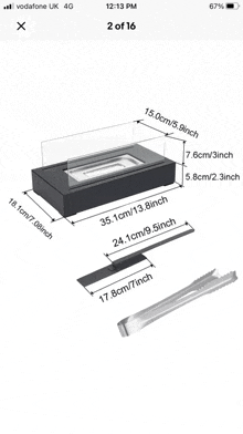 a screenshot of a fireplace with measurements on it