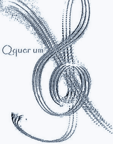 a drawing of a treble clef with the words qquer um written below it