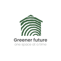 greener future one space at a time logo with a house