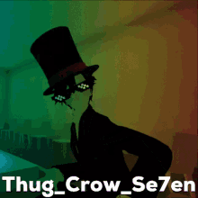 a picture of a man wearing a top hat and sunglasses with the words thug_crow_se7en on the bottom