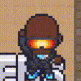 a pixel art of a man with a beard wearing sunglasses