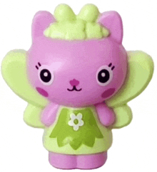 a pink cat with wings and a flower on its head