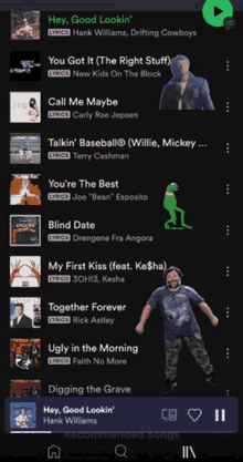 a screenshot of a playlist of songs including hey good lookin '