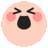 a cartoon illustration of a crying smiley face with a black mouth and pink cheeks .