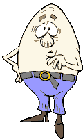 a cartoon drawing of an egg wearing a belt