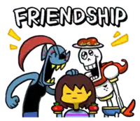 a cartoon of a girl surrounded by skeletons with the word friendship above them