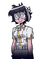 a cartoon drawing of a girl in a white shirt and tie