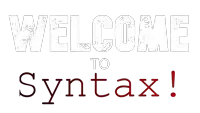 a white background with the word syntax in red letters