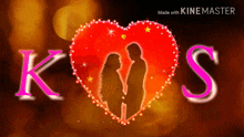 a silhouette of a man and a woman in a heart with the letters k and s