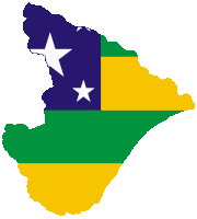 a green yellow and blue flag with a white star in the center