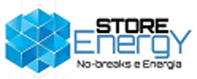 a logo for a company called store energy with a blue cube in the middle .