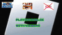 a poster for playing roblox with viewers with a black square in the middle