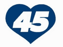 a blue heart with the number 45 on it