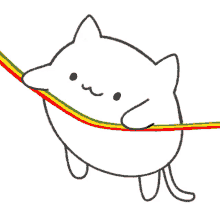 a drawing of a cat with a rainbow on its tail