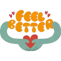 a logo that says feel better with two hands holding a red heart