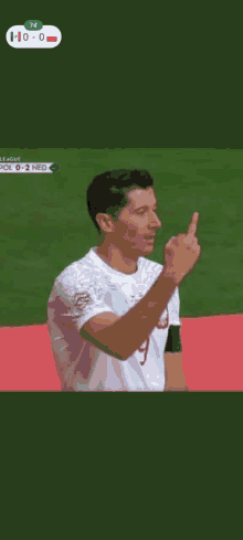 a soccer player is giving the middle finger during a soccer game .