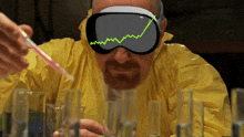 a man wearing a goggles with a graph on it