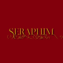 a red background with gold lettering that says seraphim