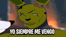 a cartoon of a bunny with the words `` yo siempre me vengo '' written above it .