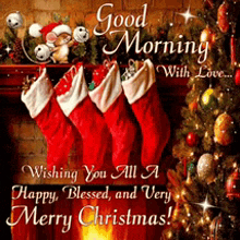 a good morning wishing you all a happy blessed and very merry christmas card