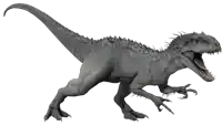 a gray dinosaur with its mouth open and sharp teeth