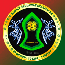 a logo for the family sholawat starmaker shows a green triangle with arabic writing