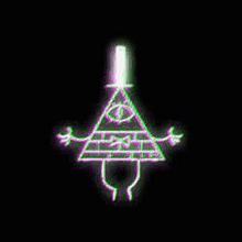 bill cipher from gravity falls is glowing in the dark and has an all seeing eye .