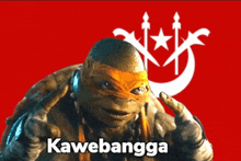 a picture of a ninja turtle with the words kawebangga written on it