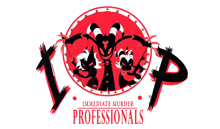 a logo for immediate murder professionals with a group of monsters