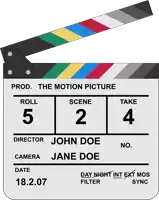 a clapper board that says the motion picture roll 5 scene 2 take 4