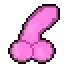 a pixel art of a pink penis on a white background