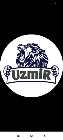 a black and white logo for izmir with a lion on it