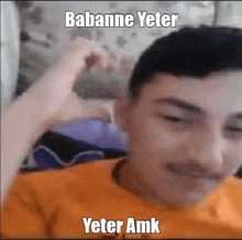 a blurry picture of a man with babanne yeter written on the bottom